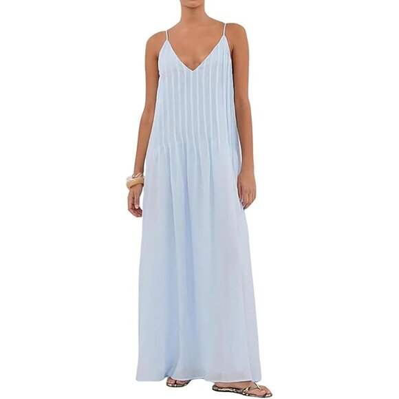 flowy dress vacation Turquoise Plus Size Floaty Maxi Silk Dress – Lindsey Brown main image 1